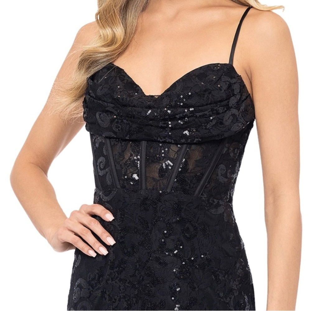 Blondie Nites Black Sequin Lace Chemise